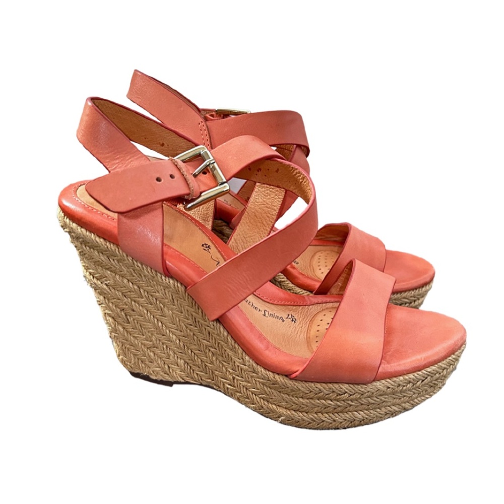 Sofft Primrose Espadrille Wedge Sandal in Peach Size 6.5‎